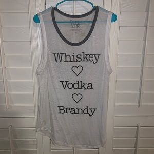 Whiskey Vodka Brandy Oversize White Boyfriend Tank